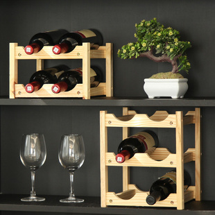 红酒柜展示架子红酒瓶，架子小酒架，置物架葡萄酒红酒架摆件家用实木