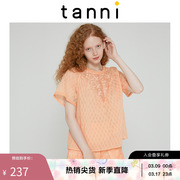 tanni春夏女装，气质显瘦蕾丝镂空短袖，上衣tj11bl040a