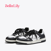 BellaLily黑白运动风板鞋女减龄德训鞋复古做旧脏脏鞋