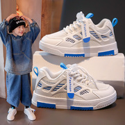 男童鞋2024春秋儿童，小白鞋运动鞋透气软底，中大童男孩网面板鞋