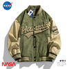 NASA联名美式春季薄款棒球服男复古外套麂皮绒情侣休闲飞行员夹克