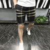 夏季时尚印花格子，短裤条纹弹力，五分裤修身中裤运动裤男裤