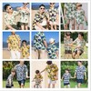 外贸欧美衬衫亲子装夏威夷风父子装港风复古衬衣男童海边度假套装