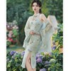 新中式国风改良旗袍连衣裙夏季高级感无袖挂脖连衣裙开衫两件套女
