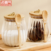 罐子透明玻璃密封罐大容量厨房，专用糖罐带勺装咖啡粉茶叶罐储存罐