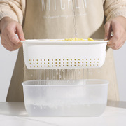 多功能沥水篮塑料方形双层厨房，果蔬分装篮撞色加厚可挂式置物收纳