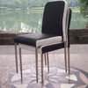 可叠放餐椅现代简约家用凳子黑白色皮不锈钢椅，酒店餐厅椅靠背椅子