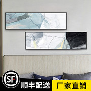 北欧现代艺术抽象手绘水彩线条水墨色块卧室床头横版客厅晶瓷挂画