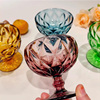 彩色浮雕冰激凌碗欧式复古玻璃沙拉碗高脚杯奶昔杯子创意个性甜品