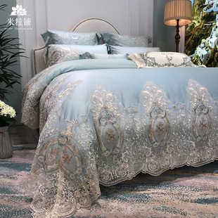 高端蕾丝公主风100支埃及棉四件套 欧式纯棉样板房间床上用品