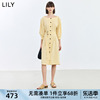 LILY2024夏女装气质复古通勤款优雅设计感百搭显瘦腰带连衣裙
