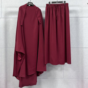 时尚女装两件套装，大码长衫长裙中东袍，套装纯色连衣裙1152
