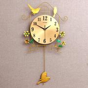 夜光钟表挂钟客厅个性创意简约静音，卧室家用大气现代时尚小鸟时钟