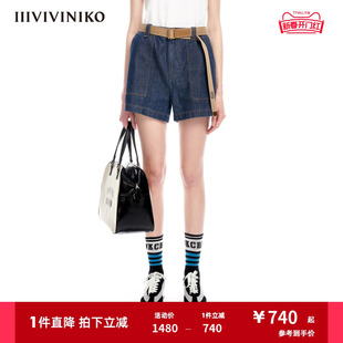IIIVIVINIKOxSSG联名合作系列休闲工装感牛仔短裤子女C321849221C