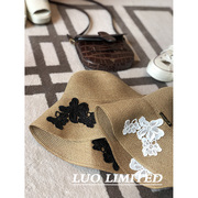 夏罗罗 出口日本UV防晒 蕾丝花朵可折叠遮阳帽沙滩出游拉菲草草帽