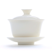 德化白瓷茶碗纯白陶瓷盖碗，三才碗茶馆红茶，普洱茶盖碗大x号300毫