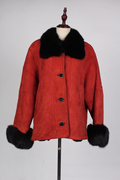 PT14-00235古着vintage狐毛领羊毛皮毛一体复古冬季保暖皮衣外套
