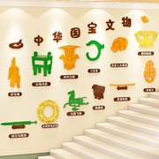 幼儿园楼梯墙面装饰走廊过道，国宝环创主题文化墙，成品教室布置墙贴
