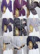 vintage复古毛衣古着紫色可爱文艺，森女开衫粗线毛衣气质法式日系