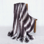 UFOX 仿兔毛超柔条纹午睡毯卧房软装仿皮草毛毯美式欧式多用毛毯