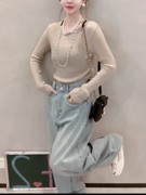 王家欧洲站2024春季时尚大牌女装高端韩国修身纯色针织衫