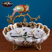 美式家居饰品干果盘摆件欧式客厅样板间陶瓷收纳盘茶几工艺品摆设