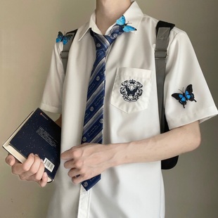 蝴蝶少年以神之名|jkdk原创日系长袖，短袖白色衬衫赠同款领带