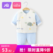 麒婧秋冬0-3个月新生婴儿，男女宝宝衣服，家居内衣保暖和服套装2件套