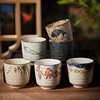 日式复古家用陶瓷酒杯小茶杯水杯茶具杯套装主人杯子喝茶个人专用