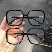 韩版超大框方形显瘦平光镜，复古可配近视眼镜框ins网红女素颜眼镜