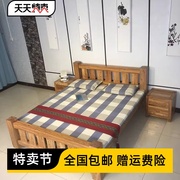 实木床1.8米新中式双人床老榆木，榫卯结构单人床简易大床卧室家具