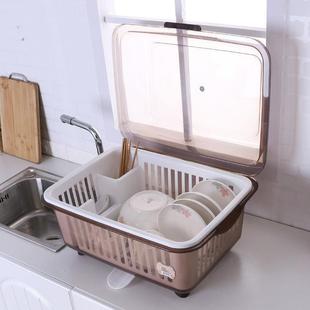 厨房置物架塑料碗柜带盖碗碟沥水碗架碗筷收纳盒碗碟餐具笼整理架