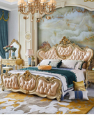 欧式全实木真皮大床主卧奢华双人床加宽2米2.2米宫廷床别墅奢华床