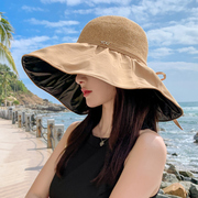 黑胶防晒防紫外线遮阳帽子女春季夏天户外遮脸沙滩大檐太阳帽百搭