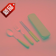 便携t式餐具套装可折叠勺子，筷子叉子三件套环保餐具盒学生筷勺组
