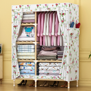 简易衣柜布衣柜(布衣柜，)木质窗帘，款带拉链家用卧室2021年一米宽小型