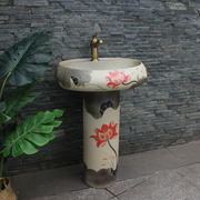 景德镇陶瓷立柱盆家用洗手盆阳台欧式落地式洗手池洗面盆户外庭院