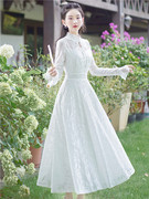 2023年秋季法式少女白色超仙修身显瘦结婚礼服伴娘姐妹服长裙