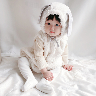 韩版童装网红婴儿可爱宝宝动物造型，哈衣服(哈衣服，)小羊连体衣秋冬装爬爬服
