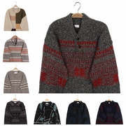 秋冬日本vintage复古古着孤品羊毛，男款套头外套，北欧风雪花抽象