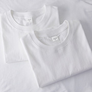 纯棉圆领短袖t恤男女，全棉纯白体恤宽松全棉，大码运动白t团队