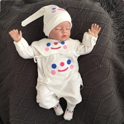 韩版新生婴儿连体长袖，纯棉春秋初生宝宝蝶衣爬服套装，组合睡衣网红