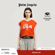 季末5折Palm Angels女士橘色断头熊印花学院风圆领短款T恤
