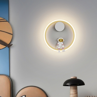 儿童房壁灯2023年现代简约创意男孩月球宇航员卧室床头灯具