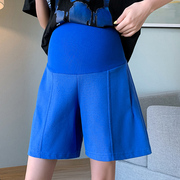 克莱因蓝色孕妇短裤纯棉夏季薄款外穿裤子打底休闲运动宽松阔腿裤