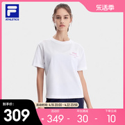 FILA斐乐女子短袖T恤2023夏季简约宽松网球运动圆领常规上衣T