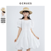 gcrues2024年气质法式白色小个子连衣裙显瘦小清新裙子女夏季