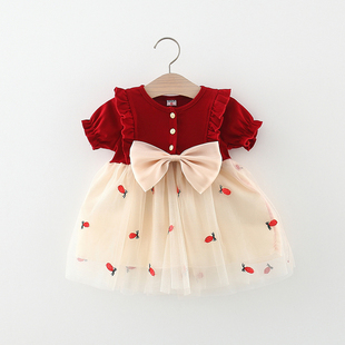 童装女童洋气连衣裙2023夏季小女孩公主裙子，周岁宝宝婴儿礼服