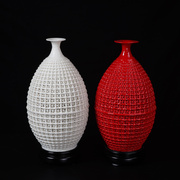 德化陶瓷 纯手工编织镂空花瓶摆件家居装饰品结婚礼物 艺术收藏品