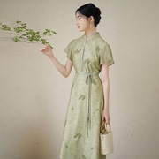 初蝉新中式女装天丝连衣裙气质长裙夏季高级感改良年轻款日常旗袍